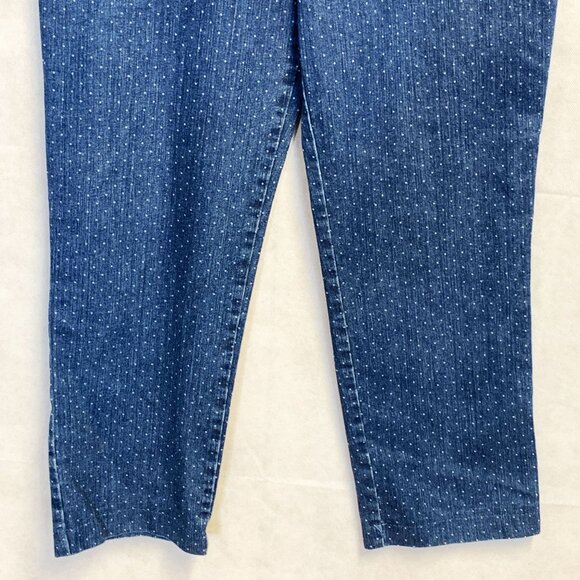 Gloria Vanderbilt Missy High Rise Polka Dot Straight Blue Denim Jeans Size 16 - Picture 6 of 8